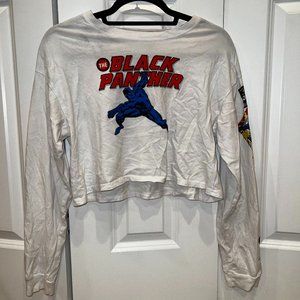 555 Item!!! Forever 21 Black Panther Long Sleeve White Crop Top Medium